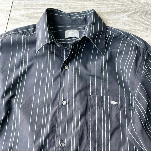 Lacoste Striped Black Button Down  Shirt - Picture 5 of 15